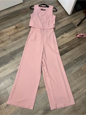 Wide Leg one Piece Jumpsuit in Blush Pink